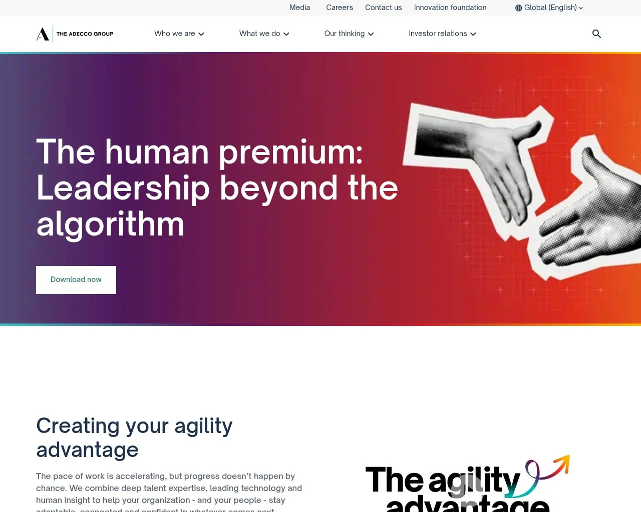 Screenshot of the Adecco Group website homepage
