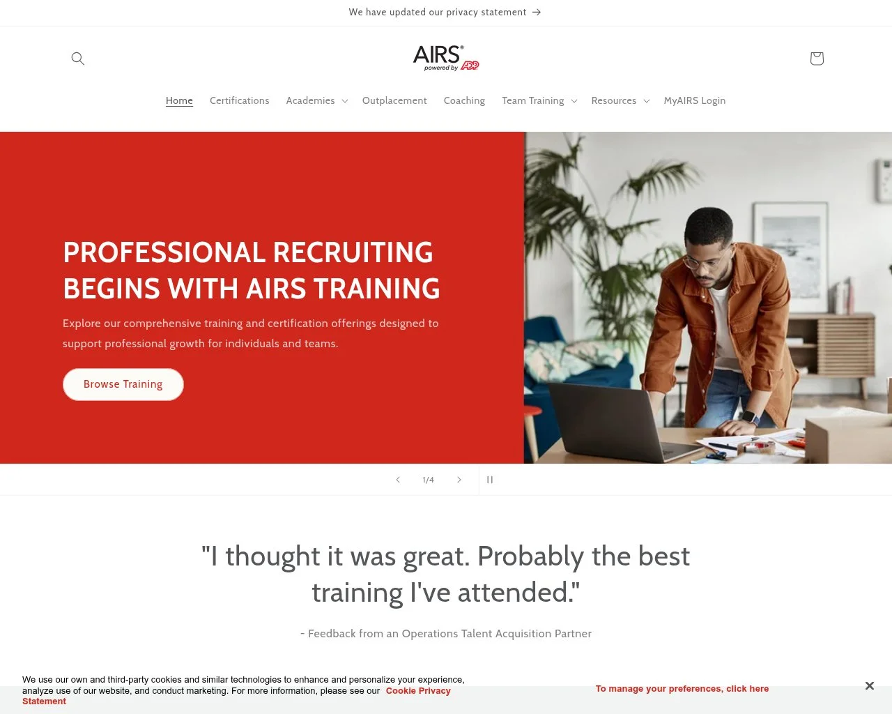 AIRS Directory homepage screenshot