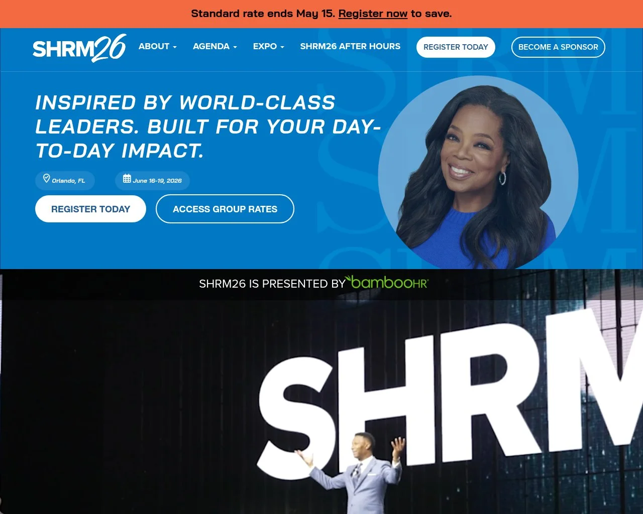 Screenshot of the SHRM Annual Conference website homepage