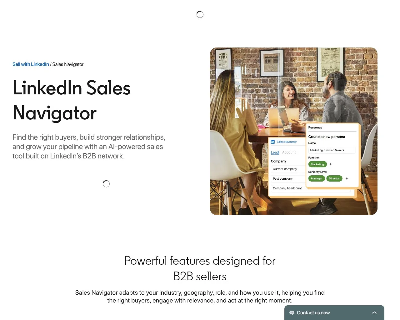 Screenshot of the LinkedIn Sales Navigator product page