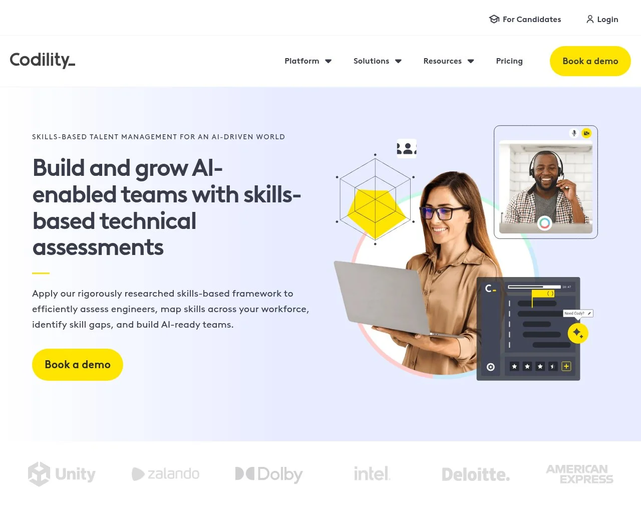 Screenshot of the Codility website homepage