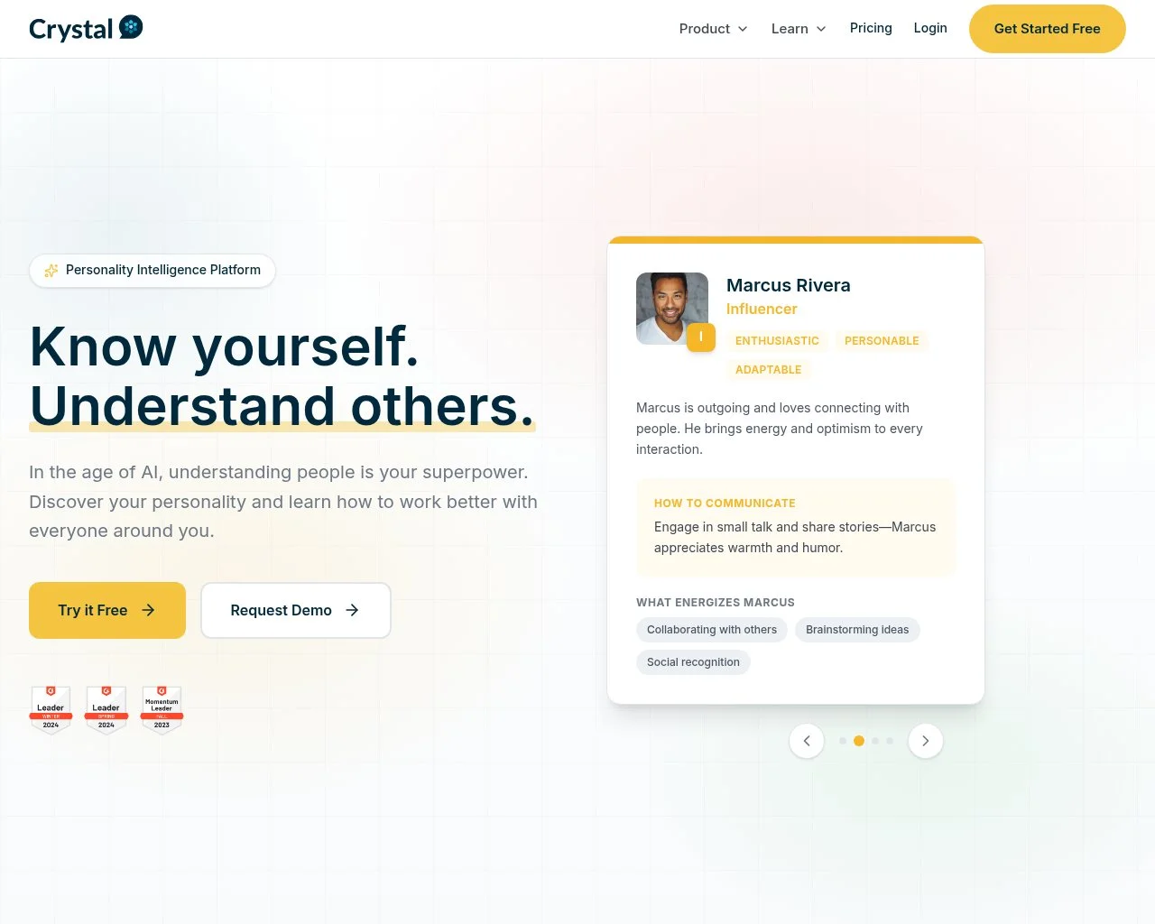 Crystal Knows personality-based outreach coaching homepage