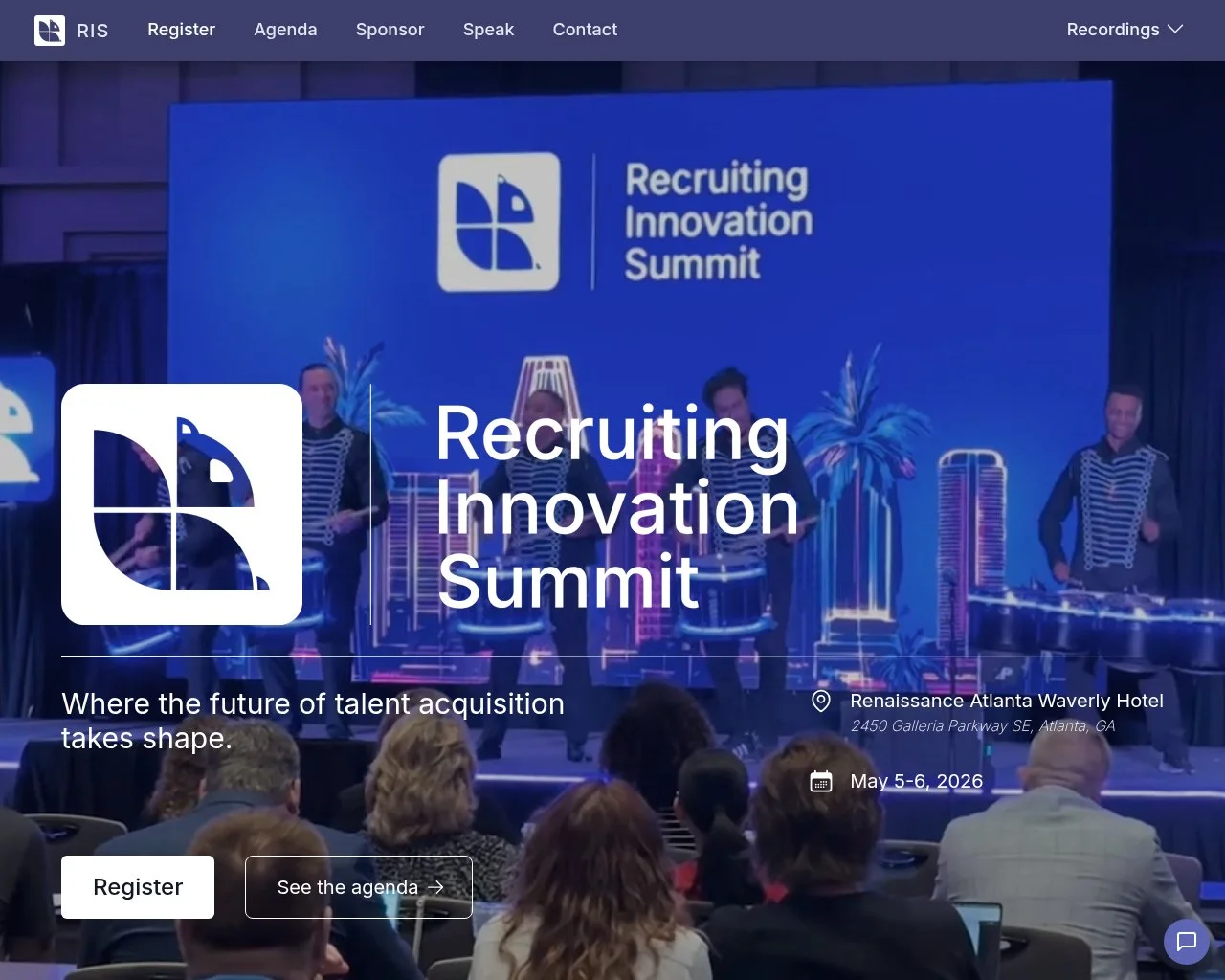 Screenshot of the ERE Recruiting Innovation Summit website homepage