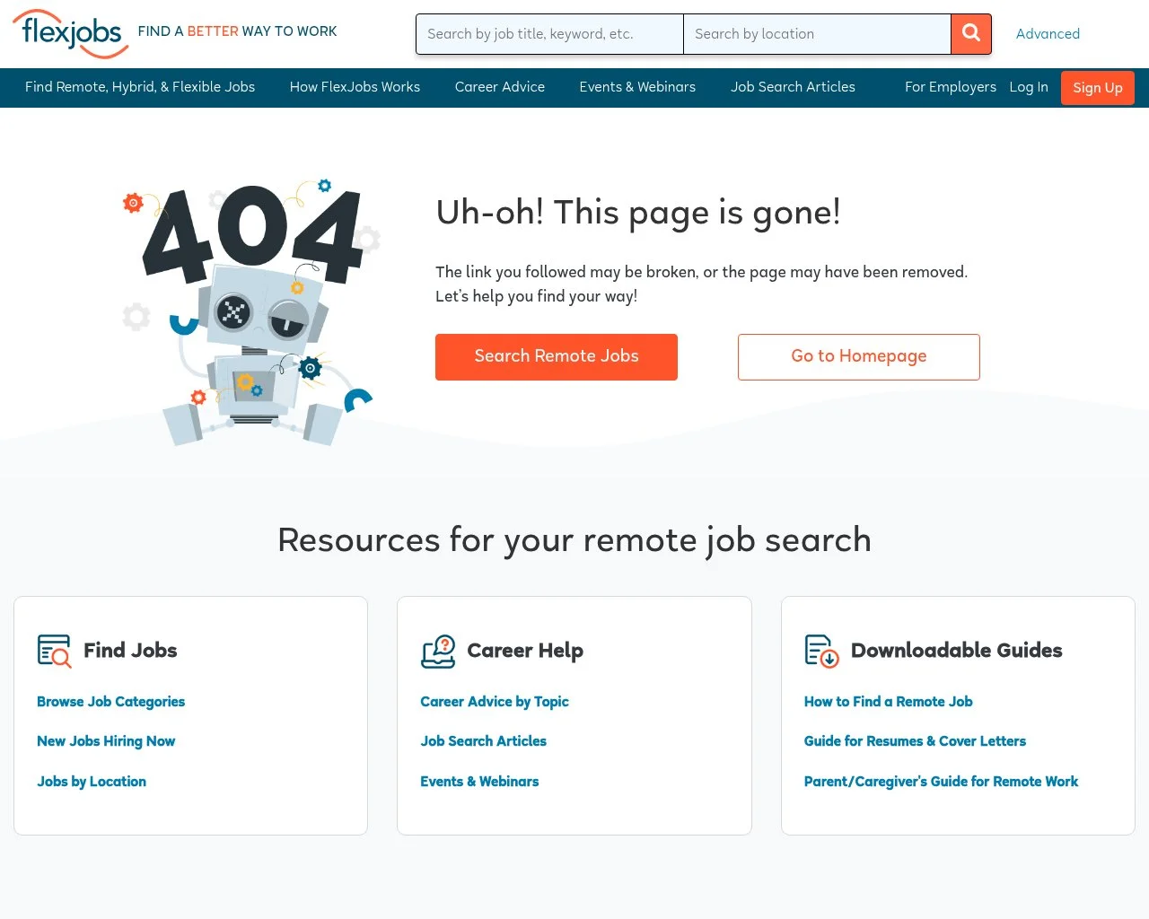 Screenshot of the FlexJobs for Employers homepage