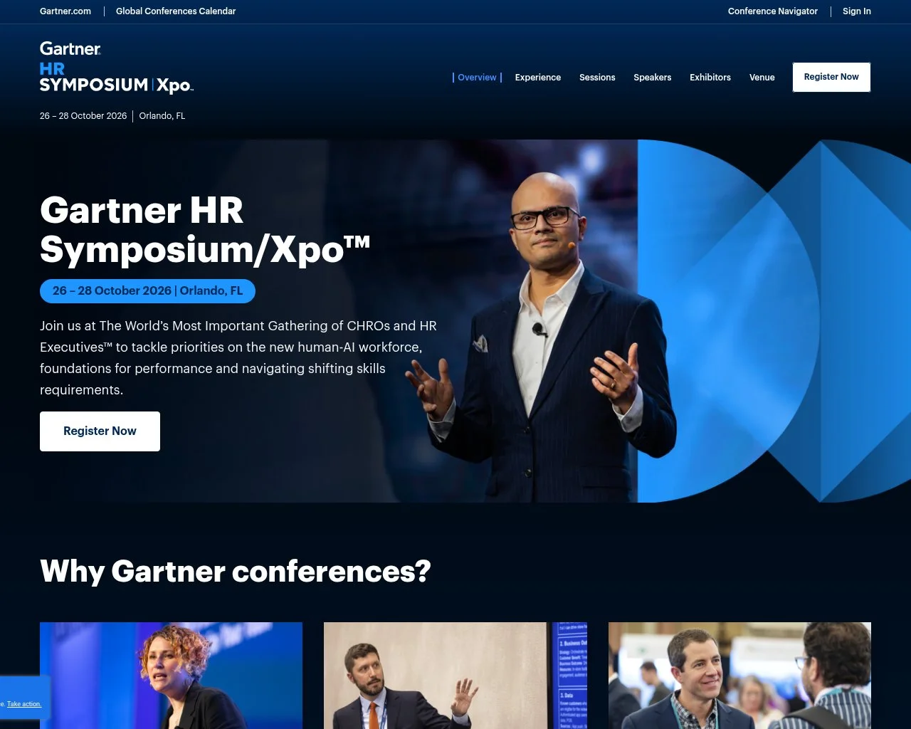 Screenshot of the Gartner HR Symposium website