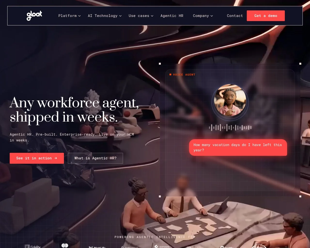 Screenshot of the Gloat website homepage