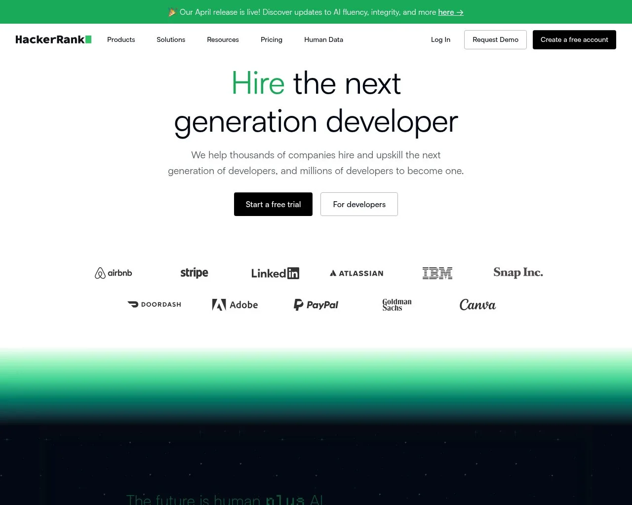 Screenshot of the HackerRank website homepage