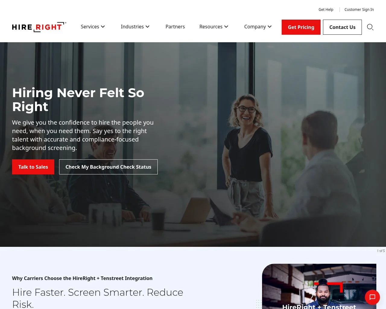HireRight background check platform homepage