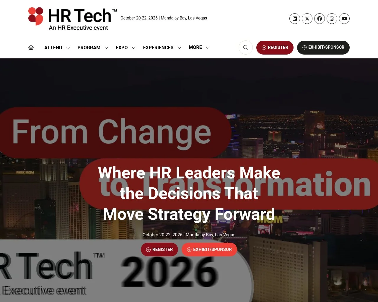 Screenshot of the HR Tech Conference website homepage