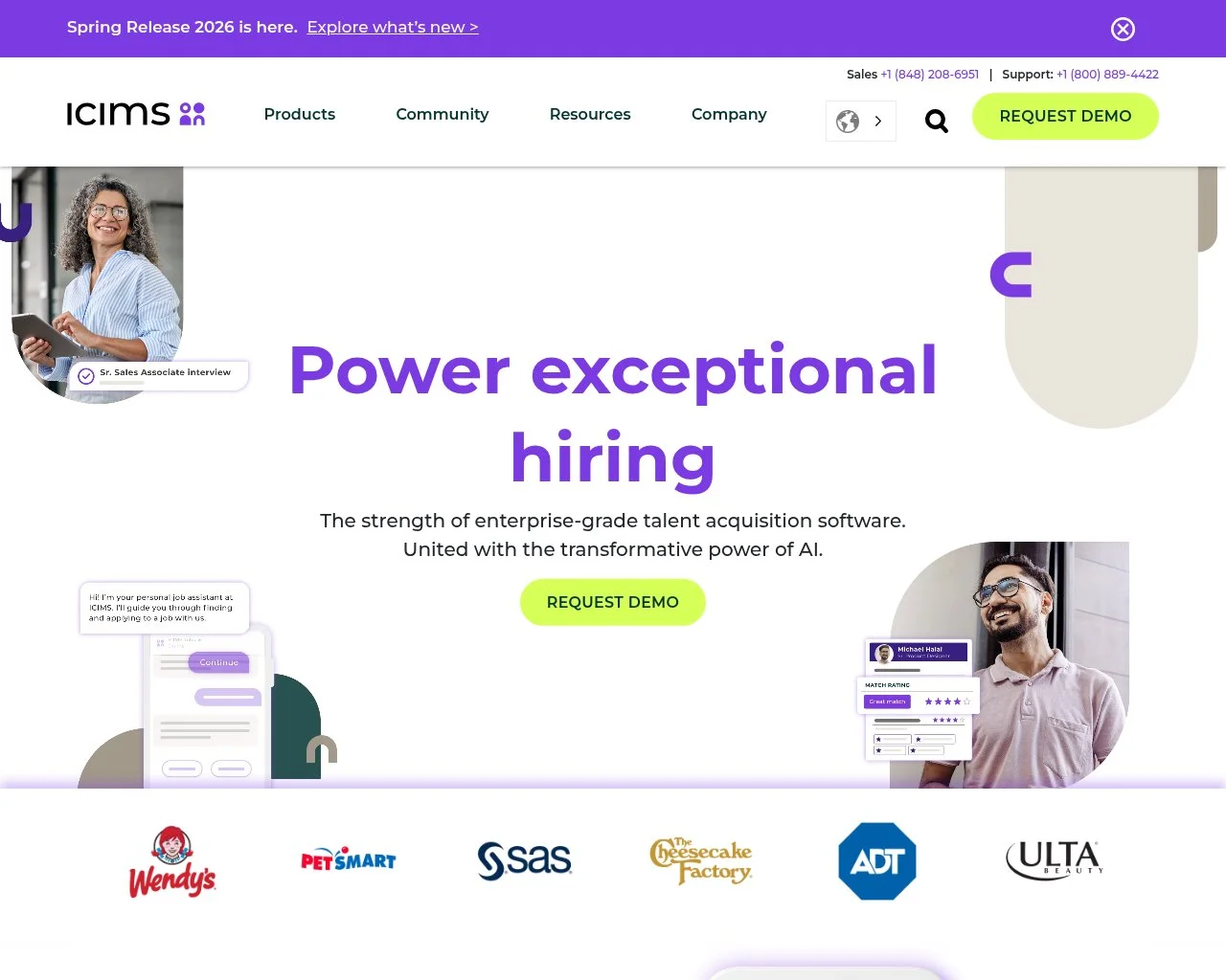 Screenshot of the iCIMS website homepage