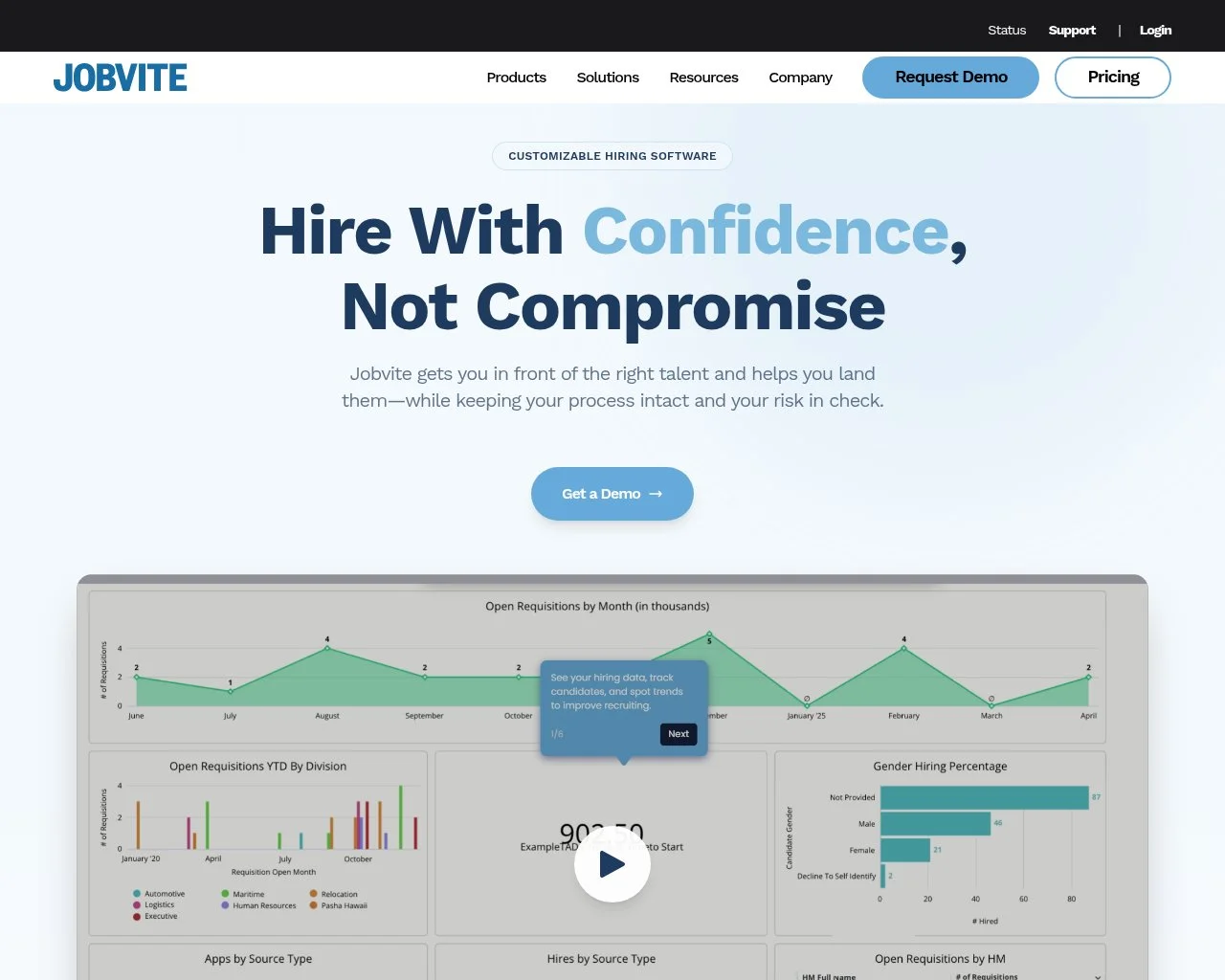 Screenshot of the Jobvite website homepage