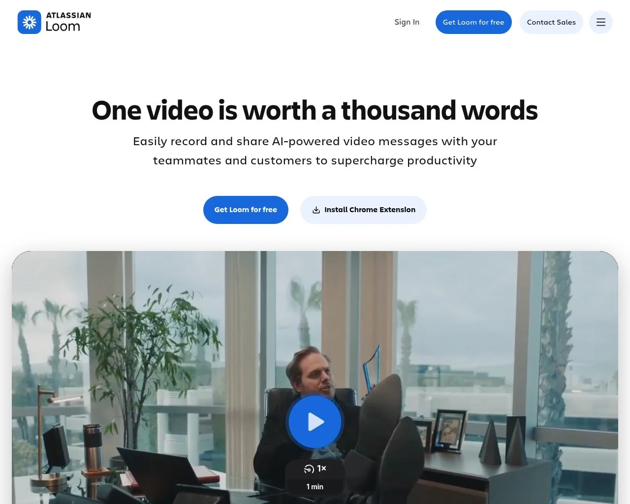 Loom video messaging platform homepage