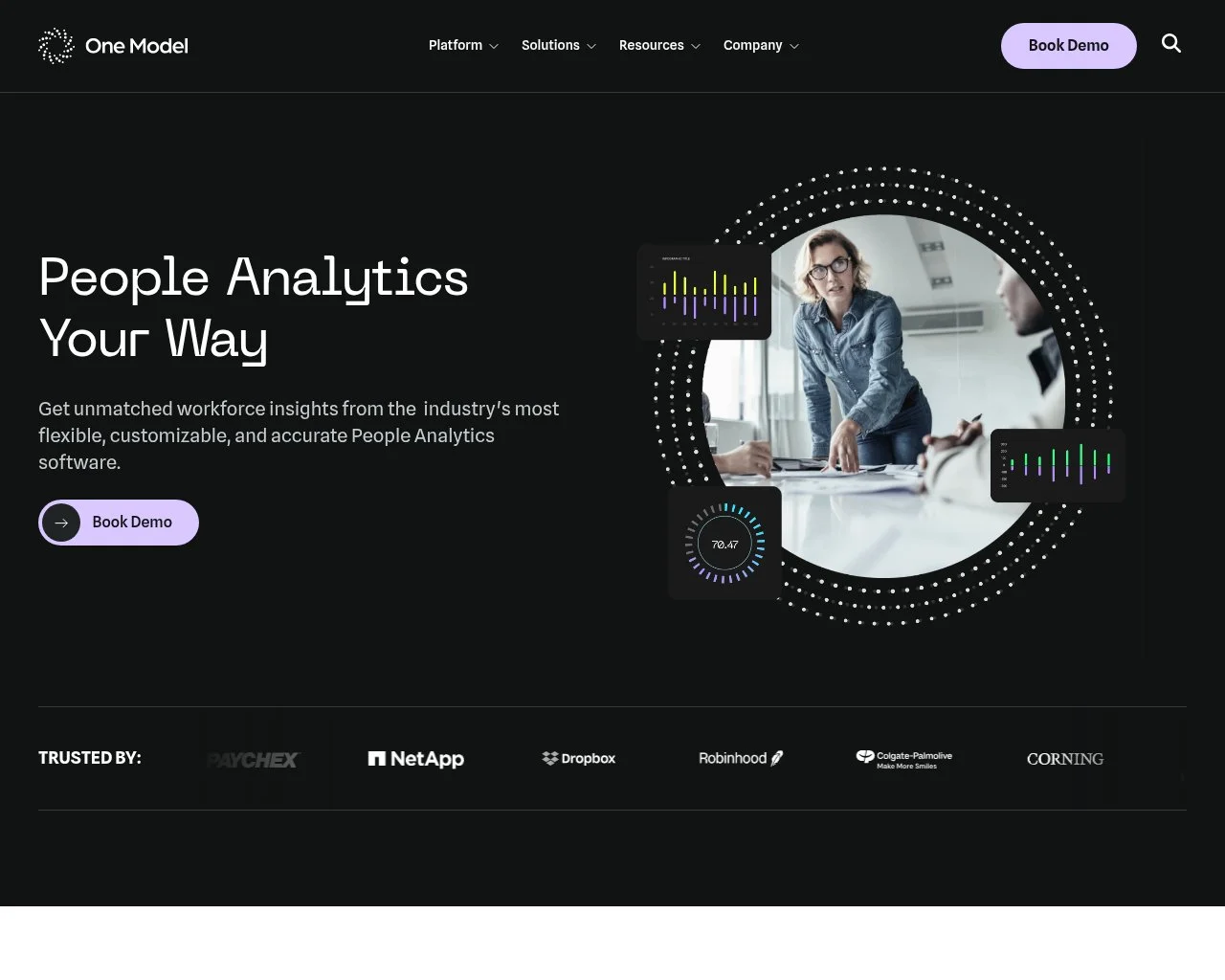 Screenshot of the One Model website homepage