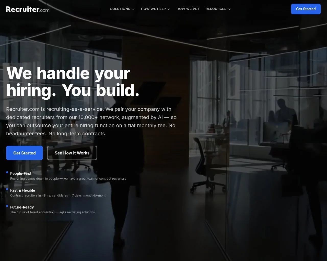 Screenshot of the Recruiter.com website homepage