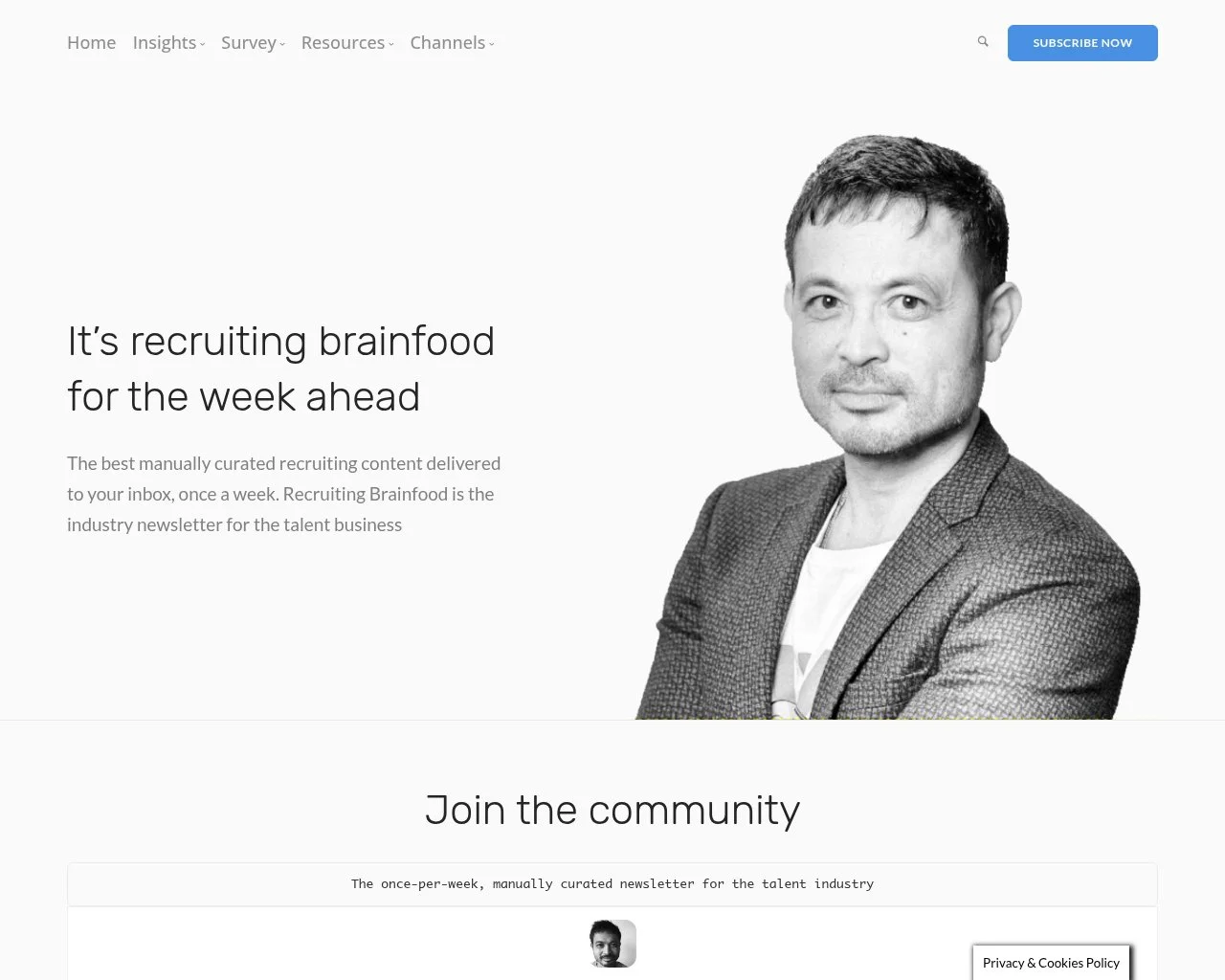 Recruiting Brainfood homepage screenshot