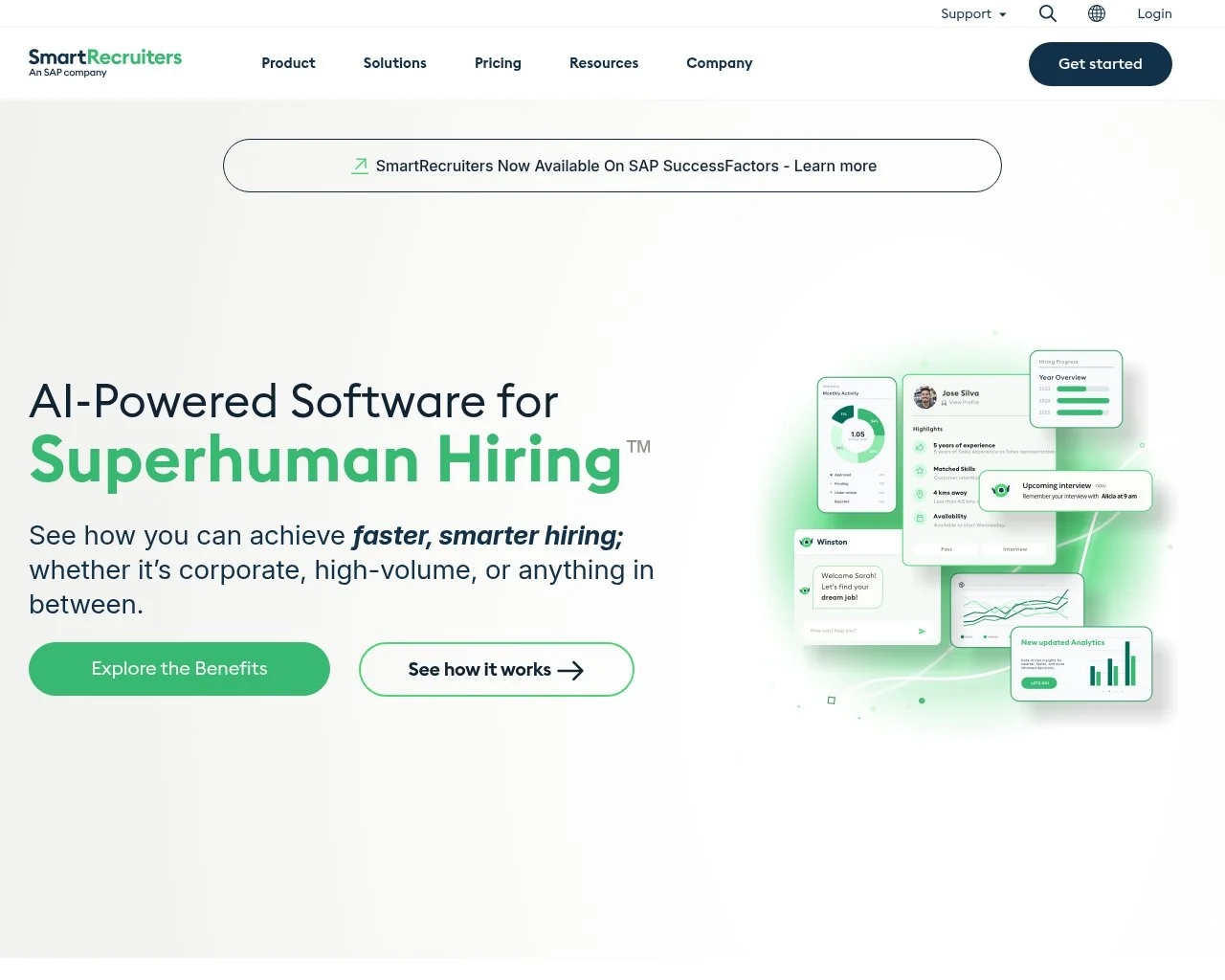 Screenshot of the SmartRecruiters website homepage