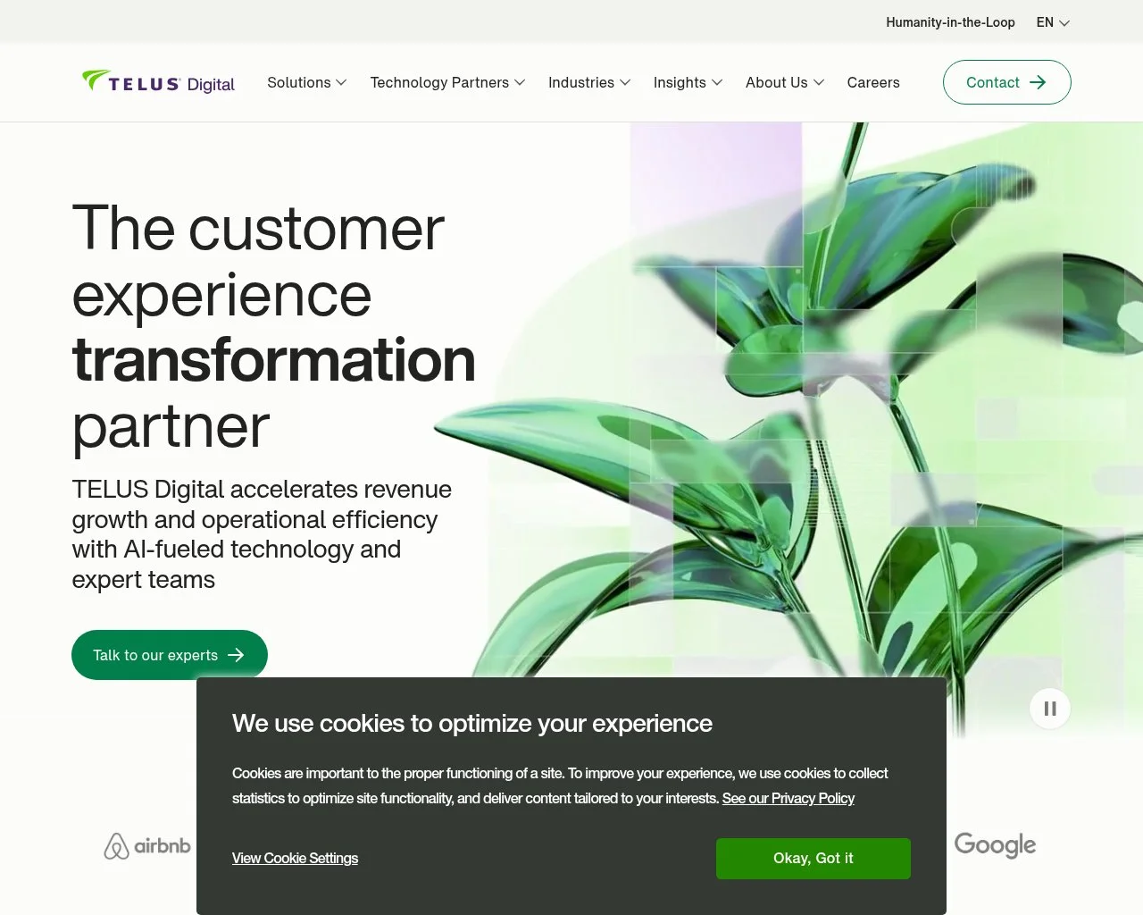 Telus Digital homepage screenshot