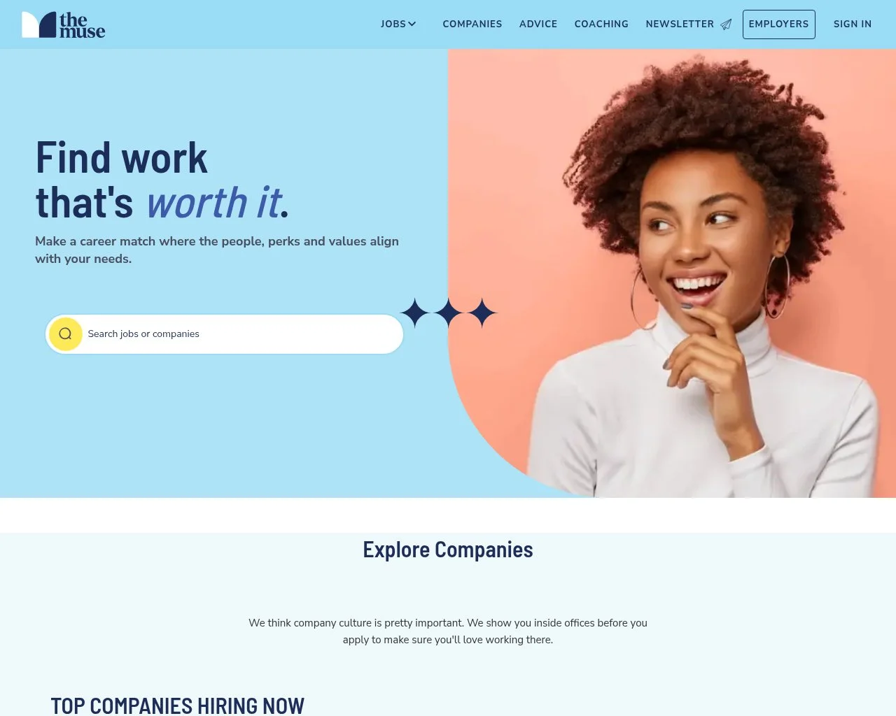 Screenshot of The Muse employer branding page