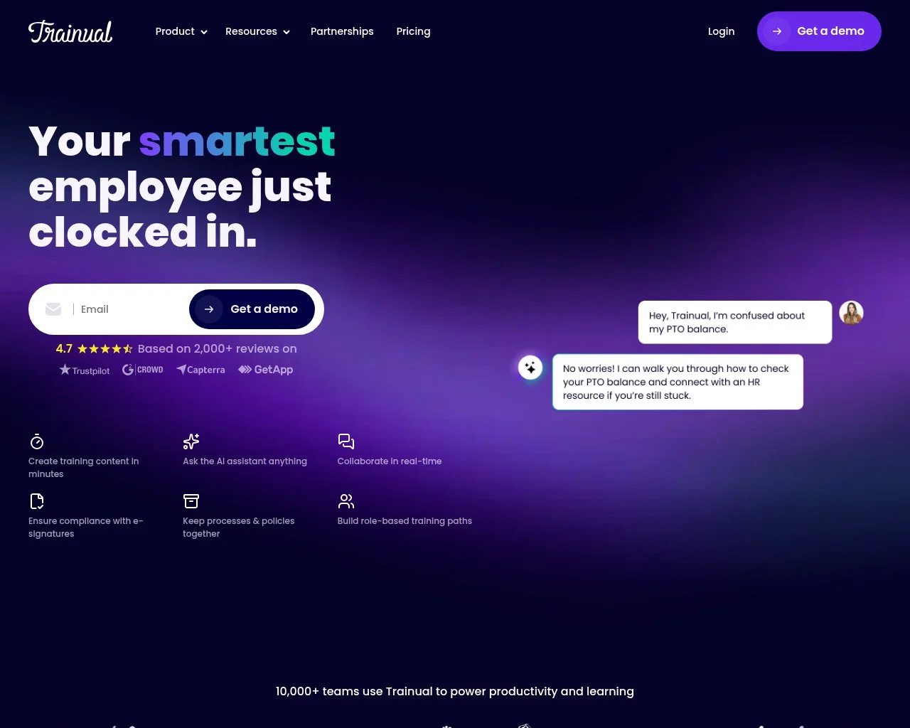 Trainual homepage screenshot
