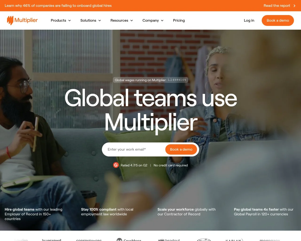 Screenshot of the Multiplier website homepage