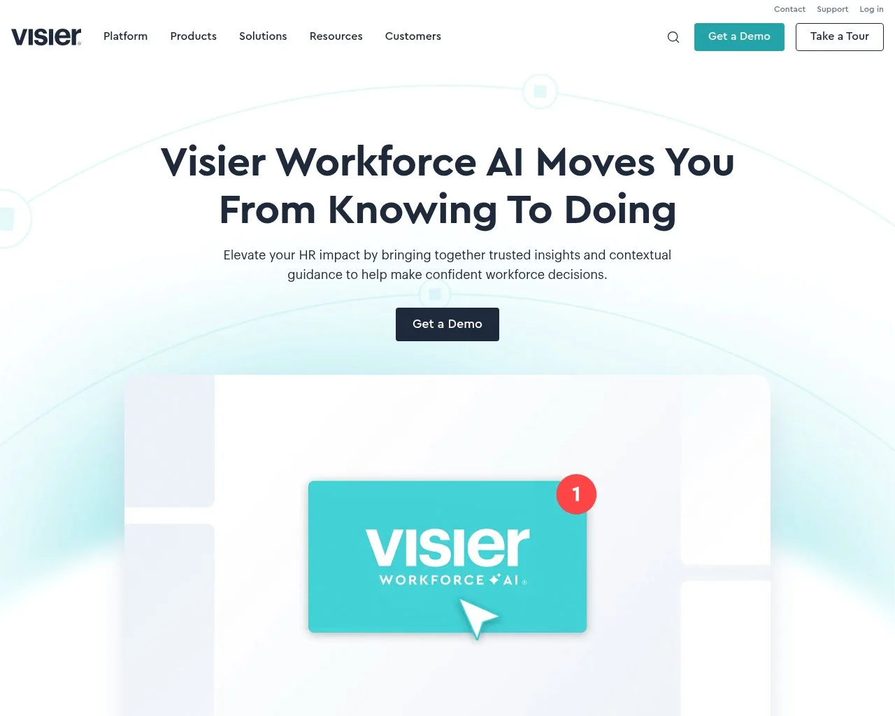 Screenshot of the Visier website homepage