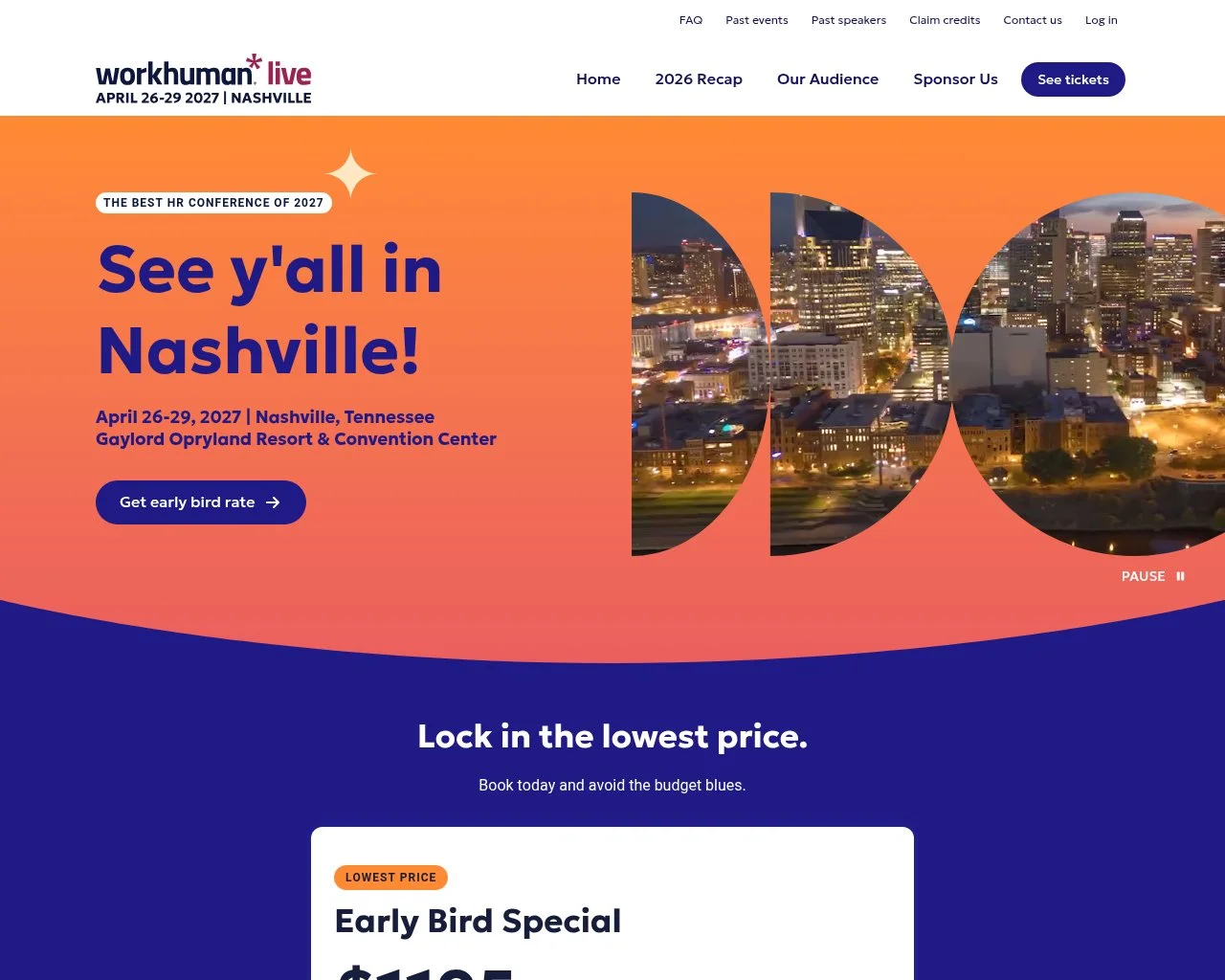 Screenshot of the Workhuman Live website homepage